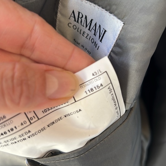 Armani Collezioni 100% Silk Gray Men’s Blazer Sports Jacket 43L - Picture 12 of 13